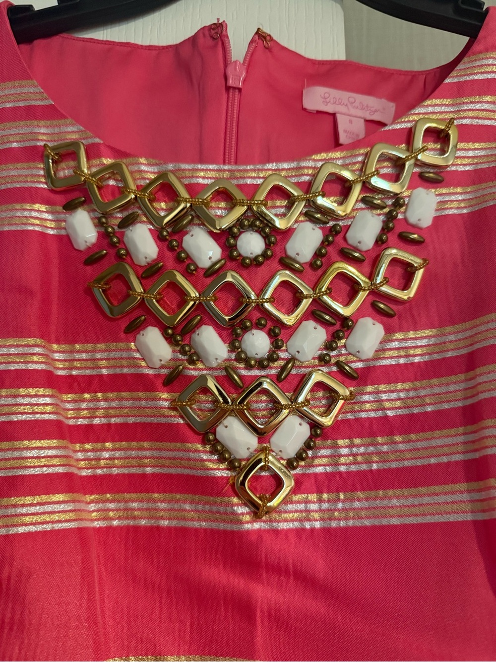 Lilly Pulitzer Pink and Gold Striped Sleeveless Dress - Picture 2 of 3